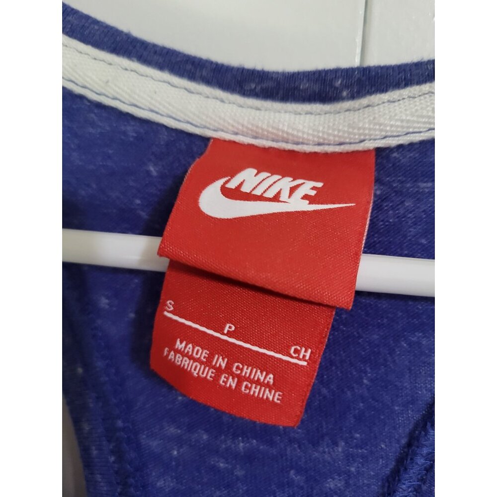 NIKE Women's Small Workout Tank Top Racerback Heathered Blue Gym Athletic Swoosh - Picture 5 of 9